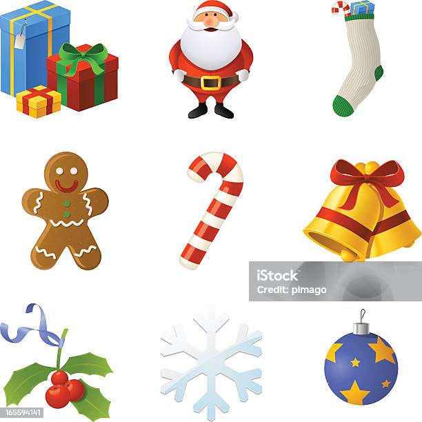Set Di Icone Di Natale - Immagini vettoriali stock e altre immagini di Campana - Campana, Dorato - Colore descrittivo, Natale