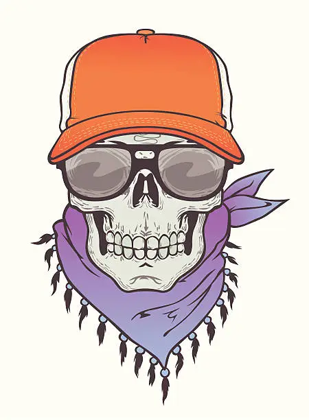 Vector illustration of Skull with Truck cap and Specs
