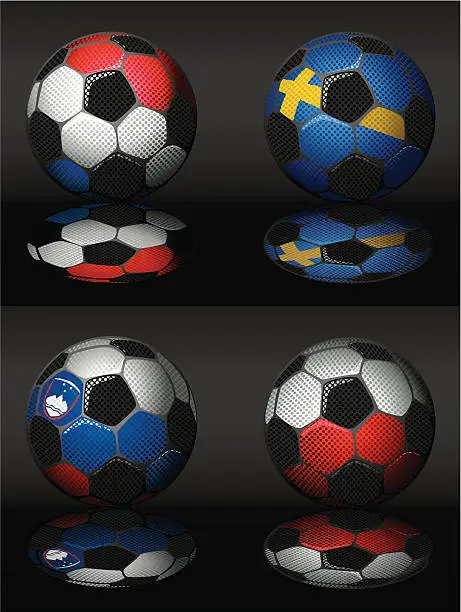 Vector illustration of Soccer-Netherlands,Sweden,Slovenia,Poland