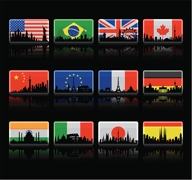 city flags auf schwarz - italian flag skyline famous place flag stock-grafiken, -clipart, -cartoons und -symbole