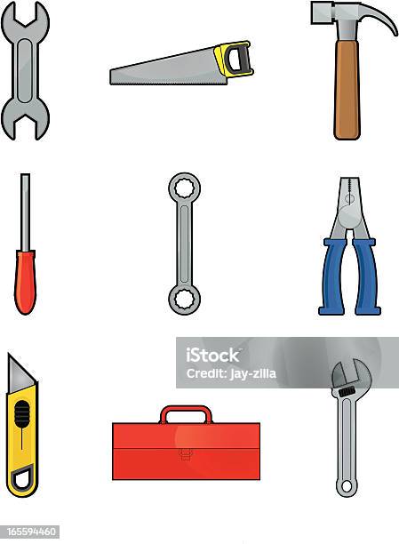 Ilustración de Conjunto De Iconos De Herramientas y más Vectores Libres de Derechos de Caja de herramientas - Caja de herramientas, Sin personas, Alicates