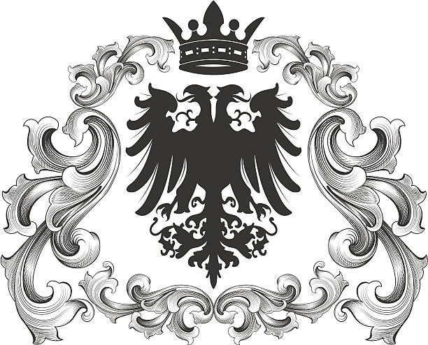Eagle and Crown Designed by a hand engraver. Royal themed eagle and crown. Seperate layers make color changes or modification easy. Includes AI, EPS, and hi-res JPG. aquila heliaca stock illustrations