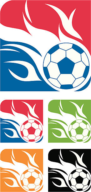 Flaming Soccer Ball Logo vector art illustration