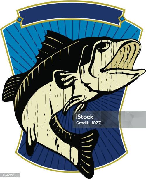 Bass Emblema Clássico - Arte vetorial de stock e mais imagens de Pesca - Pesca, Insígnia, Estilo retro