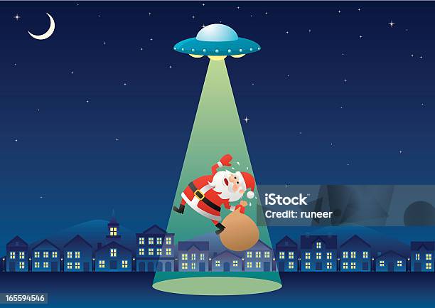 산따 클라우스 Kidnapped 가로 외계인에 대한 스톡 벡터 아트 및 기타 이미지 - 외계인, 크리스마스, 미확인 비행 물체