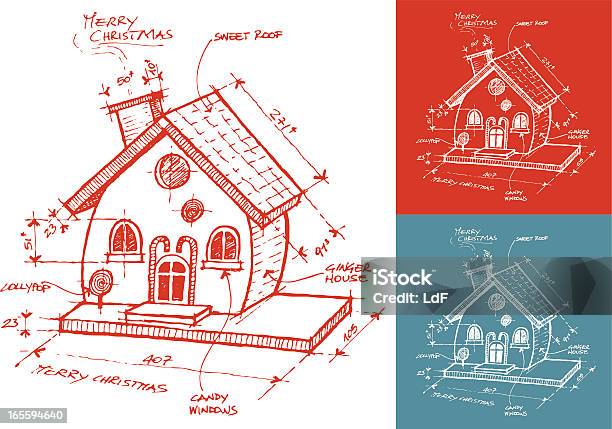 Vetores de Natal Com A Casa De Gengibre e mais imagens de Casa de Gingerbread - Casa de Gingerbread, Plano de arquitetura, Ilustração e Pintura