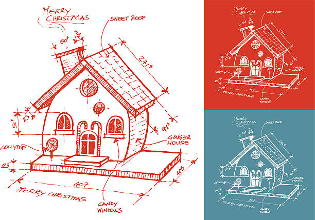 Christmas Ginger House Scketch of a christmas ginger house (requested illustration) gingerbread house cartoon stock illustrations