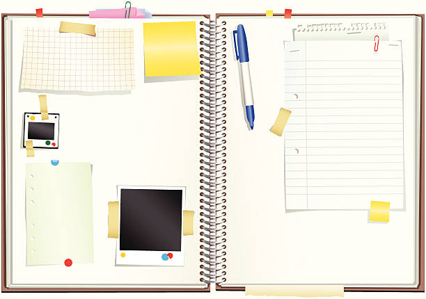 спираль связанной с бумажной sketchpad notepaper - note pad book spiral notebook ring binder stock illustrations