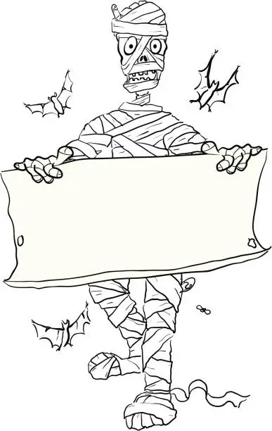 Vector illustration of Mummy and Parchment Sketch - Halloween