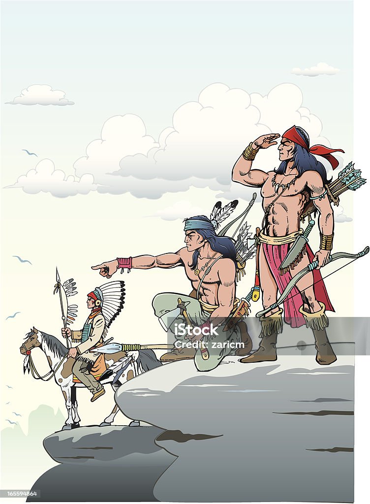 Indians Illustration of indians warriors on the watch.. Culture of India stock vector