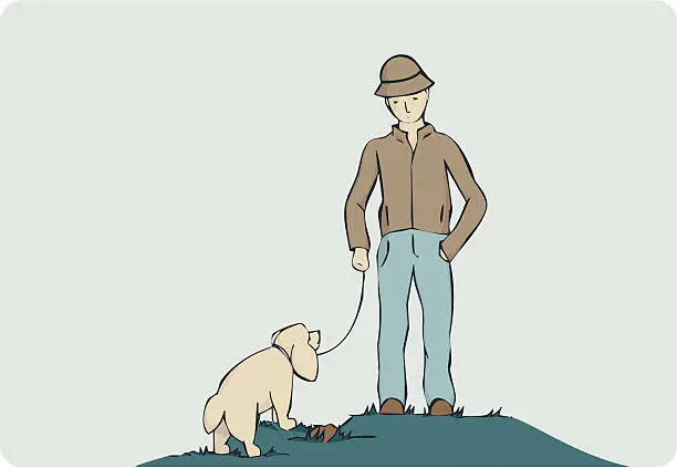 Vector illustration of Walking the dog