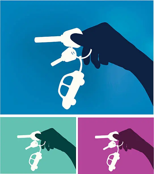 Vector illustration of Hand with a Car keys