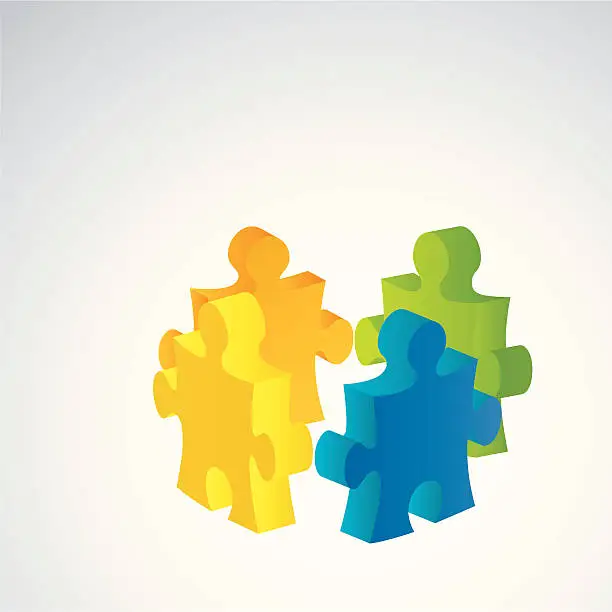 Vector illustration of Concepts - Teamwork Puzzle