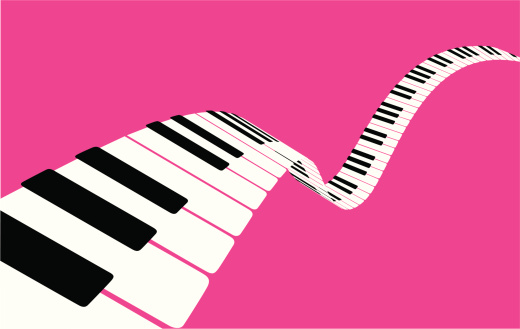 Flying piano keys on pink. Keys and background are separate layers, for easy editing. You may also like: