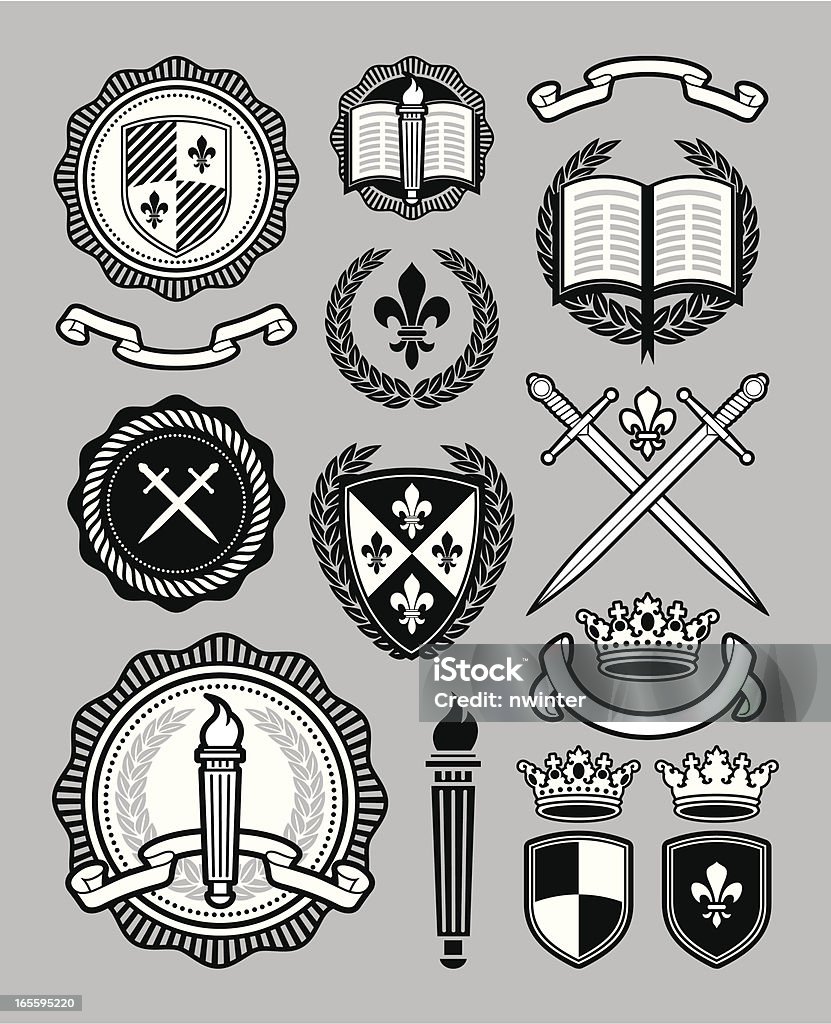 Collegiate style collection Large collection of collegiate style vector elements. Coat Of Arms stock vector