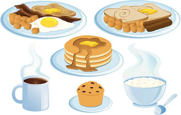 Vector illustration of Breakfast food