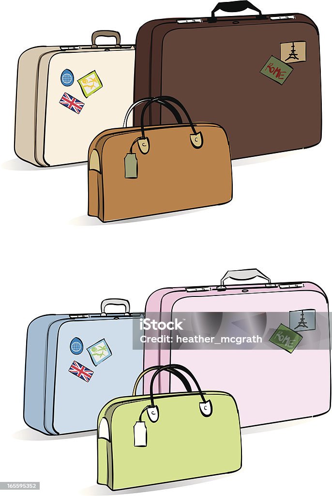 Vintage Luggage Two sets of vintage luggage. Bon Voyage stock vector