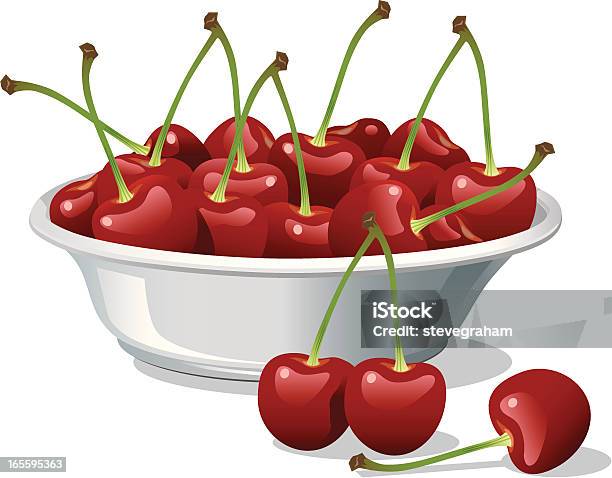 Vetores de Bowl Of Cherries e mais imagens de Cereja - Cereja, Tigela - Louça, Alimentação Saudável