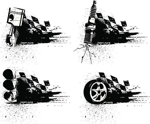 Vector illustration of Grunge Racing Emblems