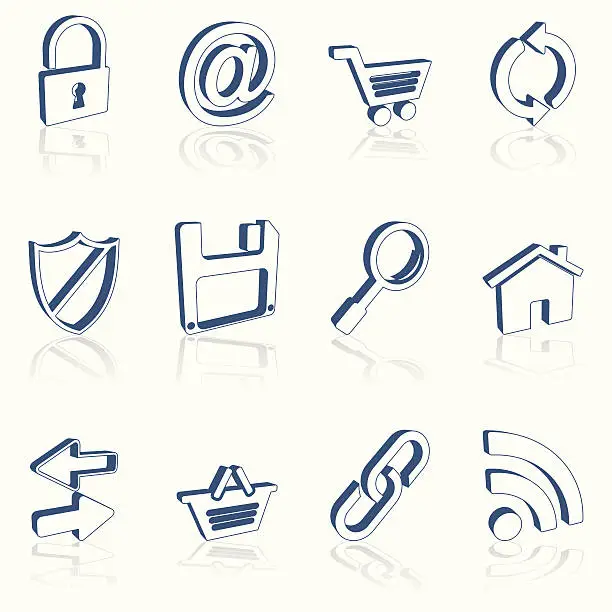 Vector illustration of 3d internet icons