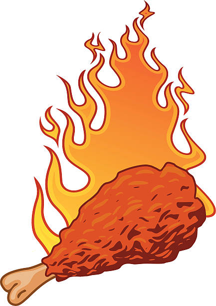 stockillustraties, clipart, cartoons en iconen met hot wing - kippenpoot