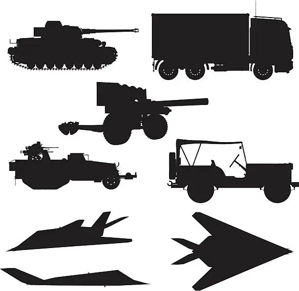 Vector illustration of Military Silhouette Collection