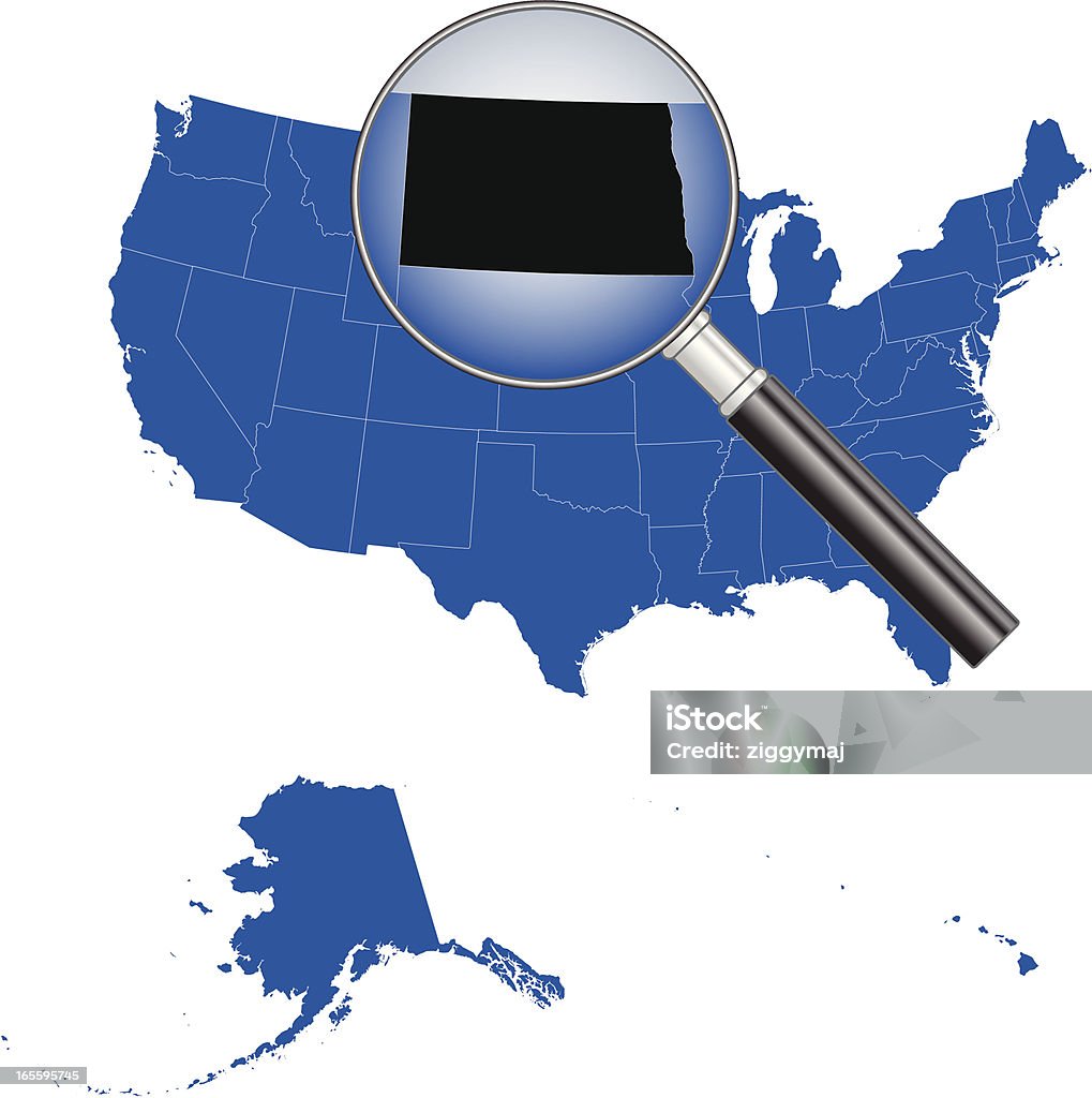 United States of America - North Dakota Map Blue stock vector