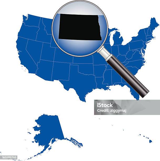 United States Of America North Dakota Map Stock Illustration - Download Image Now - Blue, Illustration, Loupe