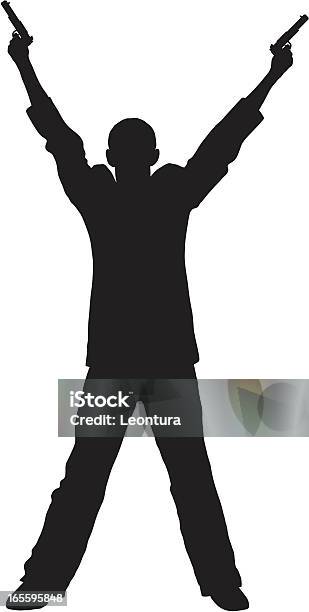 Man With Guns Stock Illustration - Download Image Now - Cut Out, Gang, In Silhouette