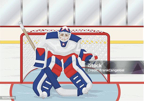Fundo Com Guardaredes - Arte vetorial de stock e mais imagens de Hóquei no Gelo - Hóquei no Gelo, Rede - Equipamento Desportivo, Hóquei