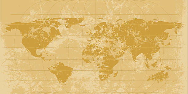 Vintage World Map Vector illustration of an old world map. Created in layers for ease of editing, includes high-resolution JPEG and .AI files. longitude stock illustrations