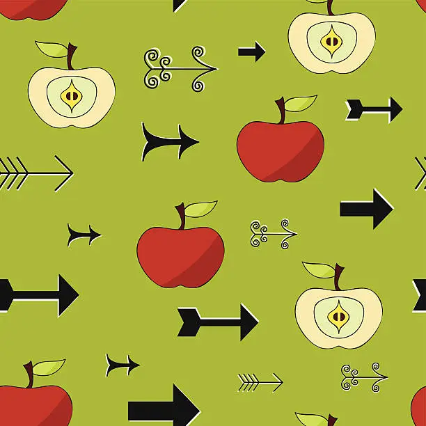 Vector illustration of Apples and arrows (Seamless)