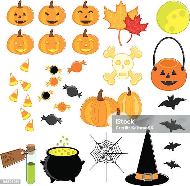 Halloweenessentials Stock Vektor Art und mehr Bilder von Blatt - Pflanzenbestandteile - Blatt - Pflanzenbestandteile, Bleistiftzeichnung, Candy Corn