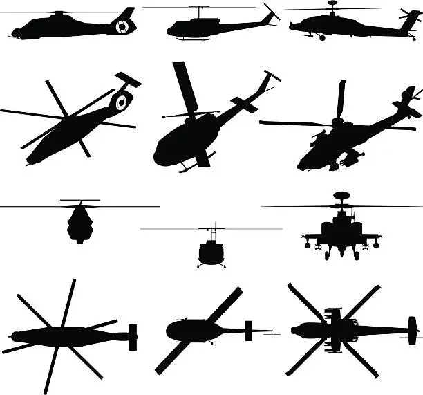 Vector illustration of Military Helicopter Silhouette