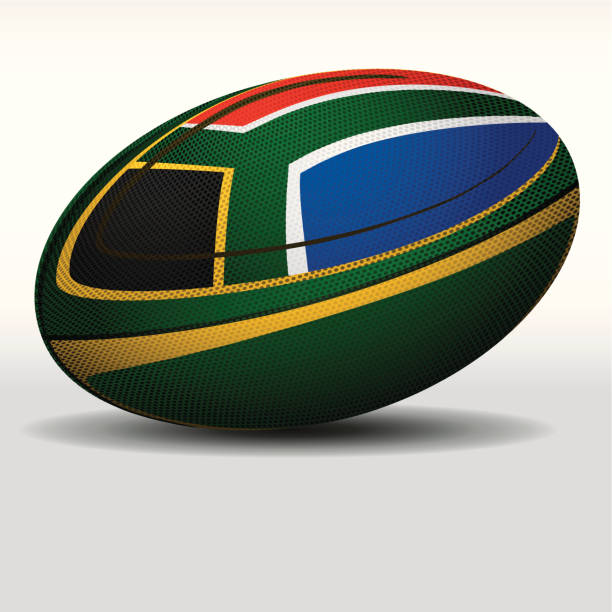 Rugby ball-South Africa South African Rugby ball with dots effect. traditional sport stock illustrations