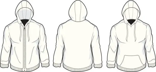 Vector illustration of mens hood fleece