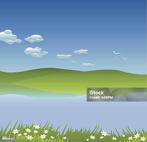 Krajobraz - Stockowe grafiki wektorowe i więcej obrazów Jezioro - Jezioro, Boisko, Ilustracja