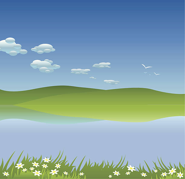 Landscape A nice looking mountain view. fully editable. ZIP contain Hires jpg, AI 10 & AI CS2. paved yard stock illustrations
