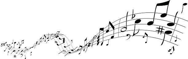 Music wave Music notations on a wave, objects are in two layers, all elements are manually drawn. musical note stock illustrations