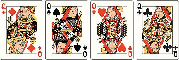 Vector illustration of Four Queens Two playing card