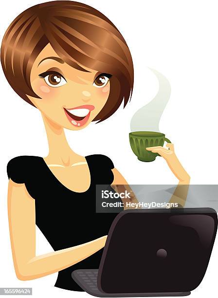 Computer Savvy Stock Illustration - Download Image Now - Adult, Beauty, Brown Eyes