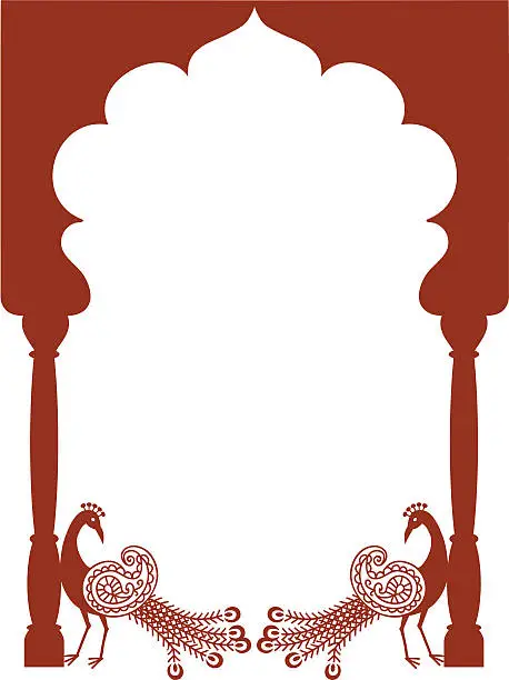 Vector illustration of Mehndi Peacock Arch (Vector)