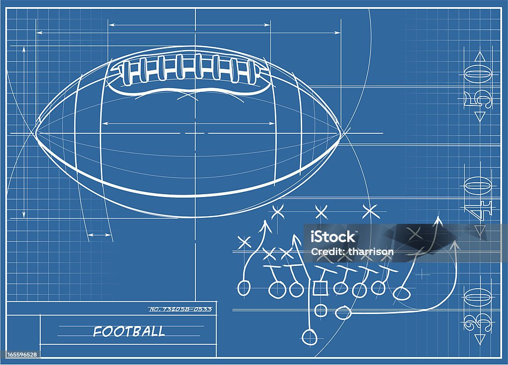 Technische Zeichnung - Lizenzfrei Amerikanischer Football Vektorgrafik