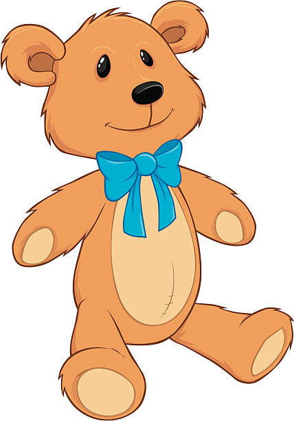 Teddy Bear With Blue Bow Tie vector art illustration