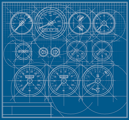 Vector Speedometer Dashboard Blueprint Stock Illustration - Download ...