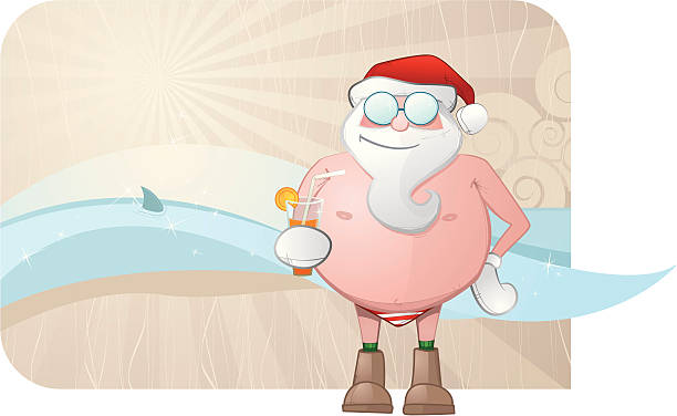 illustrazioni stock, clip art, cartoni animati e icone di tendenza di babbo natale in vacanza - vector illustration and painting backgrounds sock