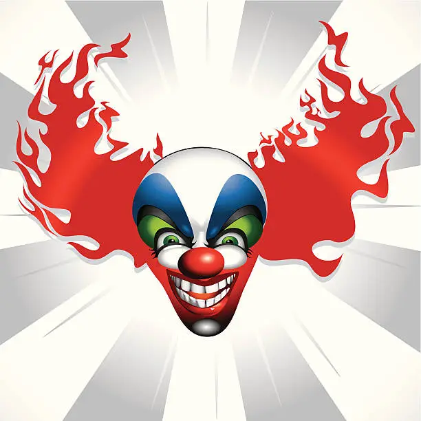 Vector illustration of Clown with red hair