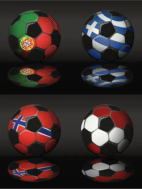 Vector illustration of Soccer-Portugal,Greece,Latvia,Norway