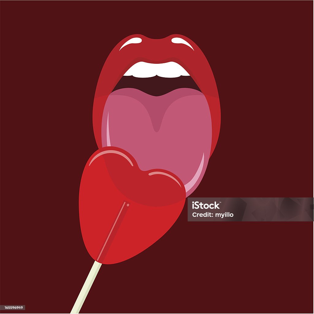 Lolita sensual mulher sexy lábios Chupa-Chupa popart Ilustração vetorial - Royalty-free Símbolo do Coração arte vetorial