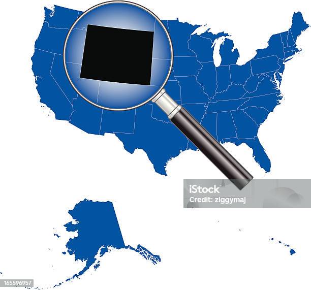 Vetores de Estados Unidos Da Américawyoming Mapa e mais imagens de As Américas - As Américas, Azul, Contorno